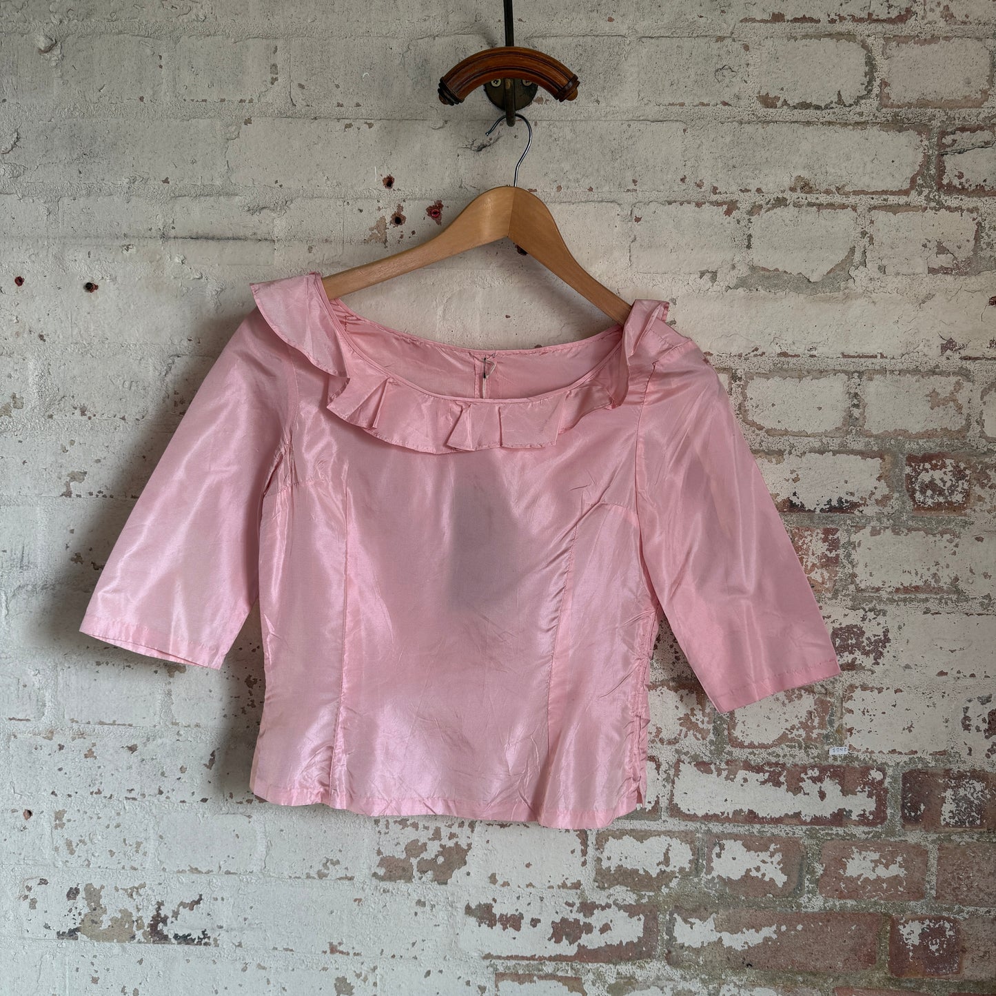1960s Pink Silk Zip Blouse