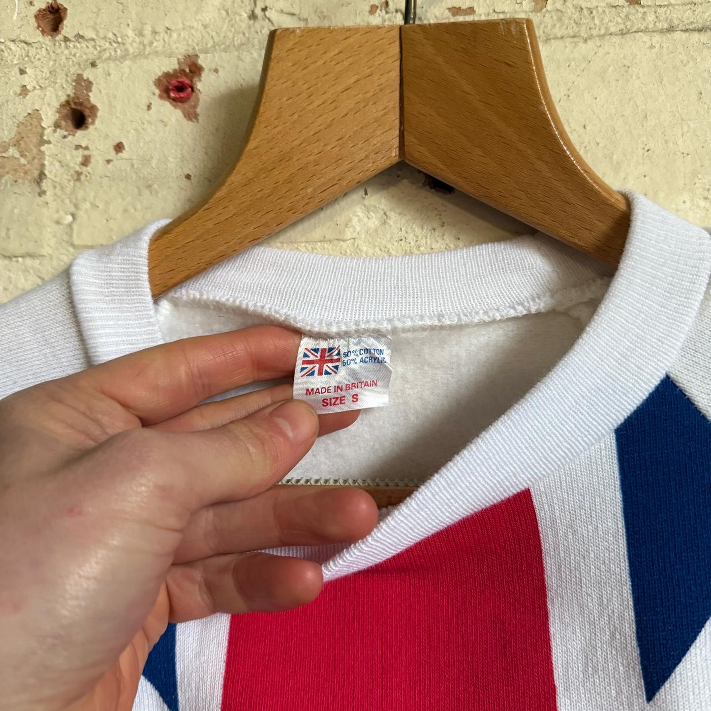 1980s White Union Jack Graphic Sweatshirt