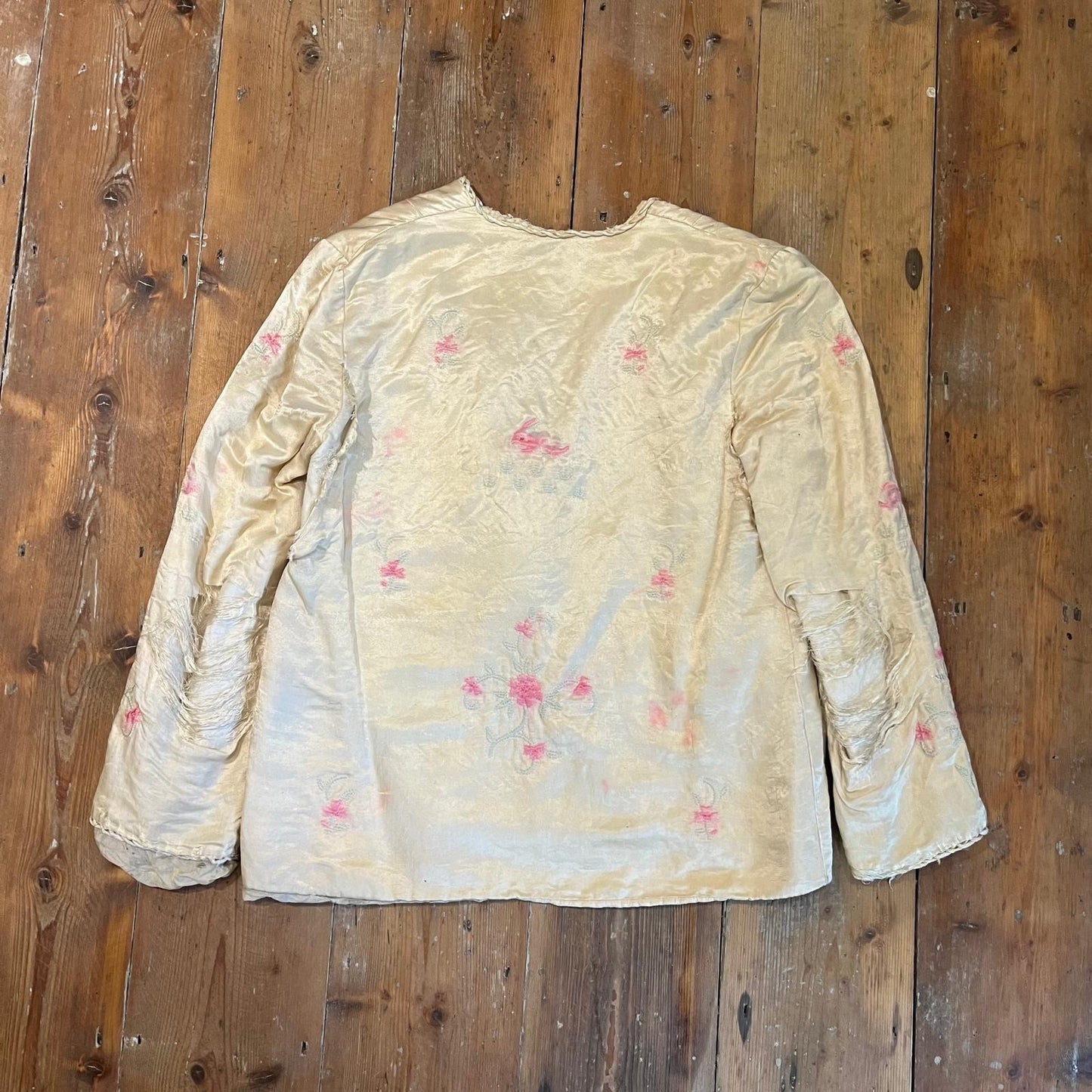 1940s Silk Satin Embroidered Jacket Coat