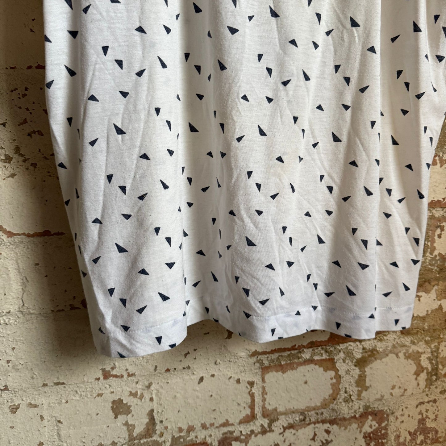 1970s White Print Cotton Vest Top