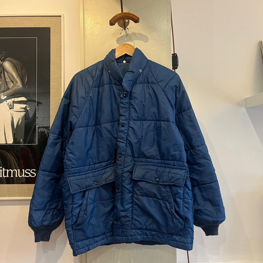 1960s 1970s Blue American Puffer Padded Jacket Coat