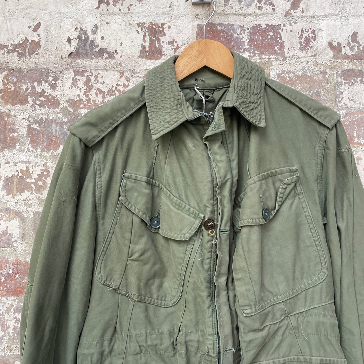 Vintage 1960s Green British Military Combat Smock Jacket Coat