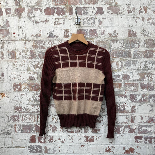 1970s Brown Knitted Patterned Jumper