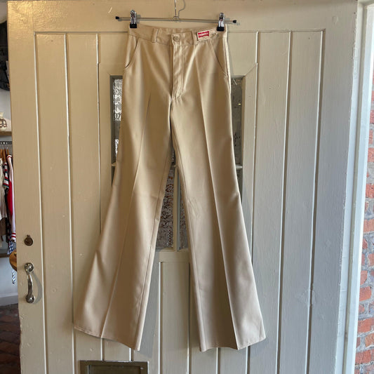 1970s Cream Cotton Flared Trousers
