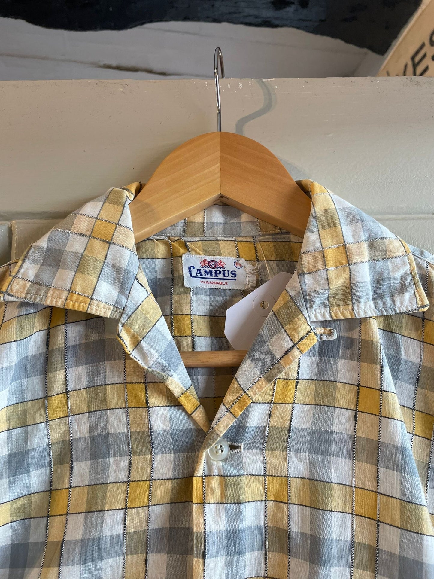 1960s Check Ivy League Loop Collar Leisure Shirt