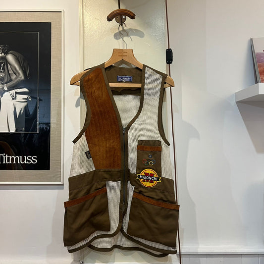 1960s 1970s Unusual Netting Suede Shooting Hunting Gilet Jacket