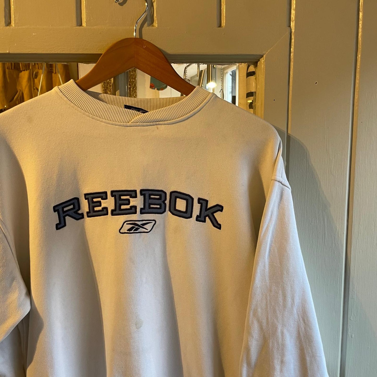 1990s White Embroidered Reebok Sweatshirt