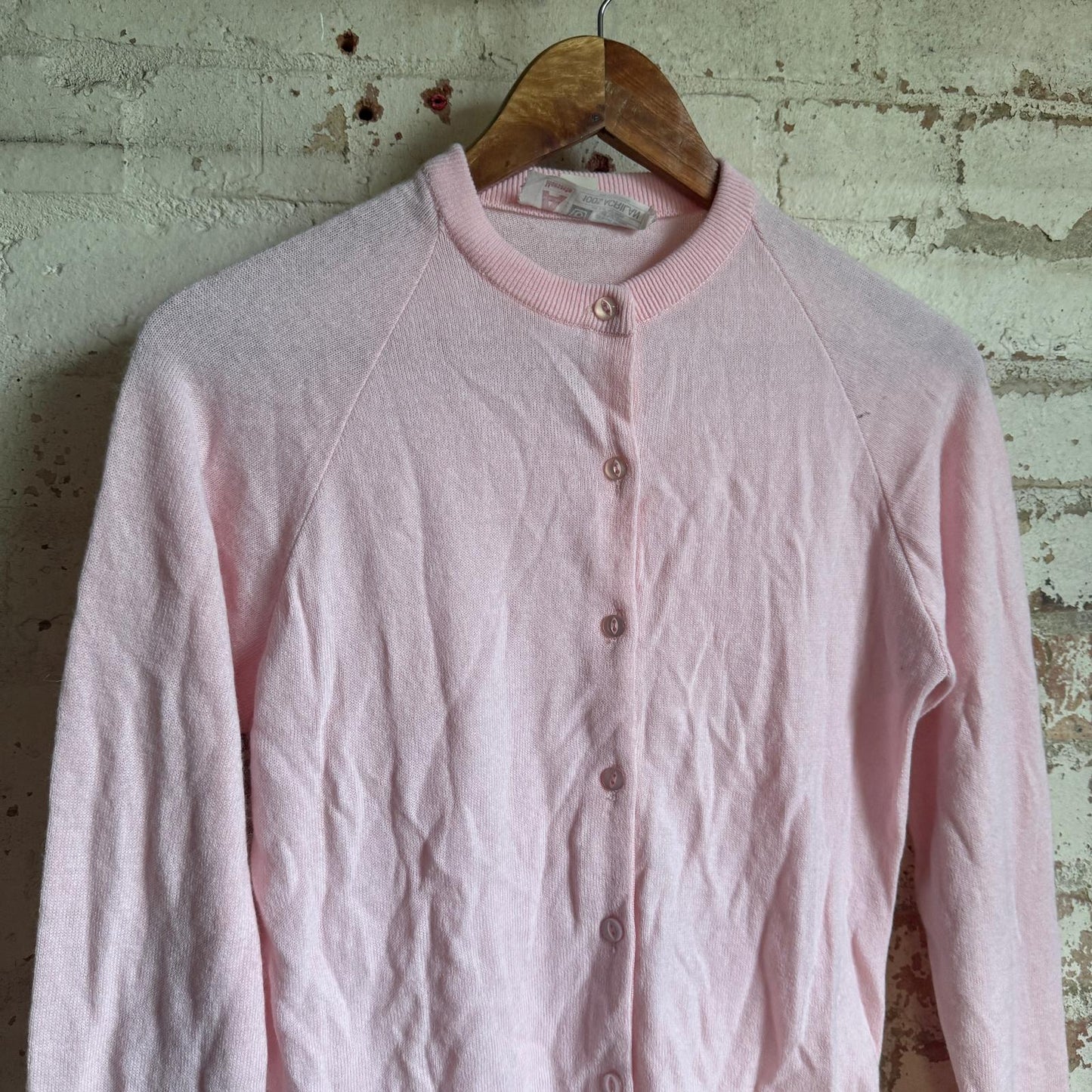 1970s Pink Knitted Button Cardigan Jumper