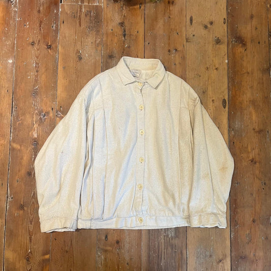 1970s 1980s White Towelling Unusual Button Up 'TopShop' Jacket Coat'