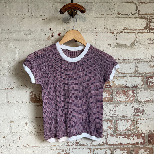 1970s Purple Knitted Raglan T-Shirt Top