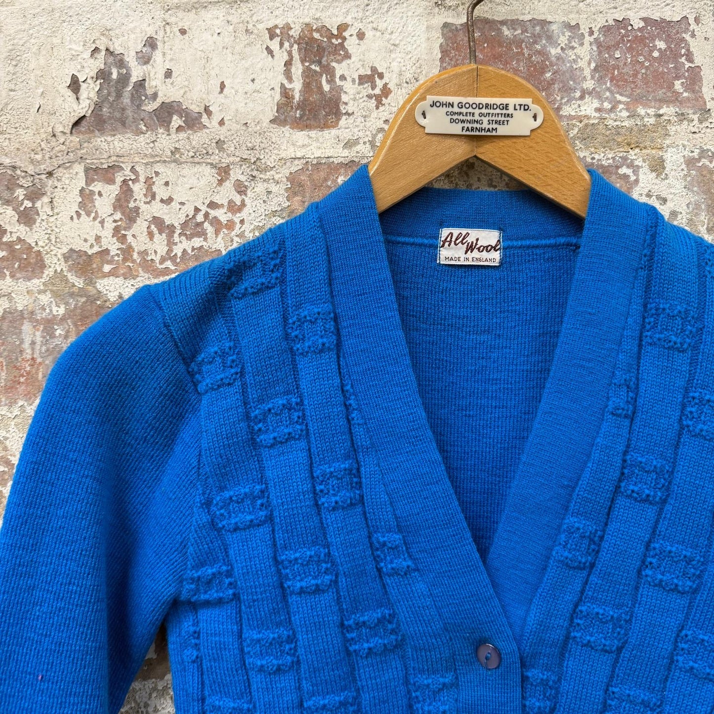 1950s Blue Wool Knit Cardigan Jumper
