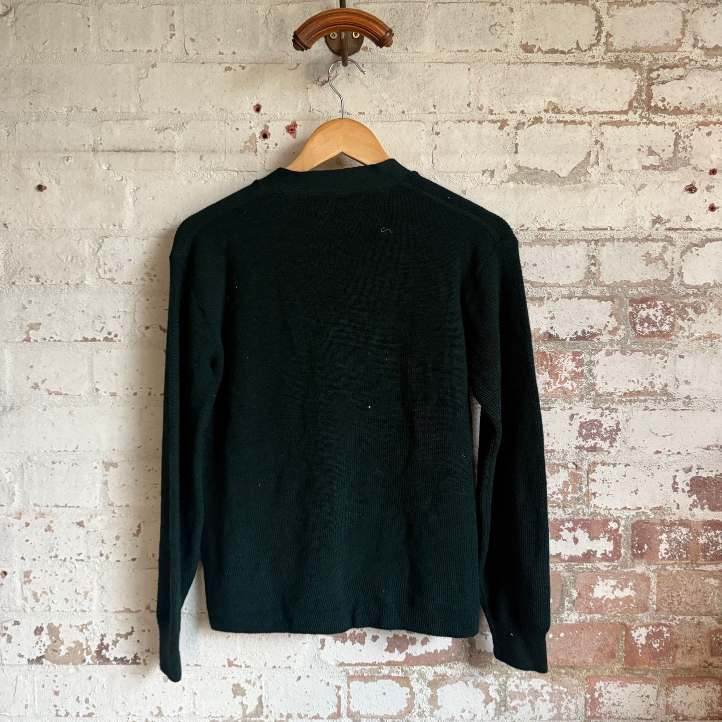 1960s Dark Green Wool Knitted Cardigan Jumper
