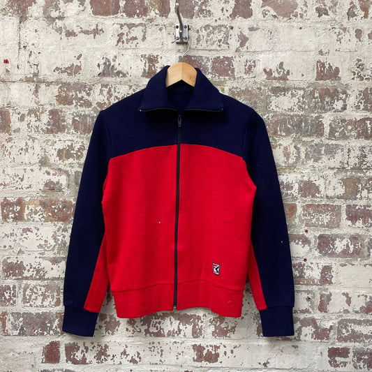 Vintage 1970s 1980s Navy and Red Track Top Jacket