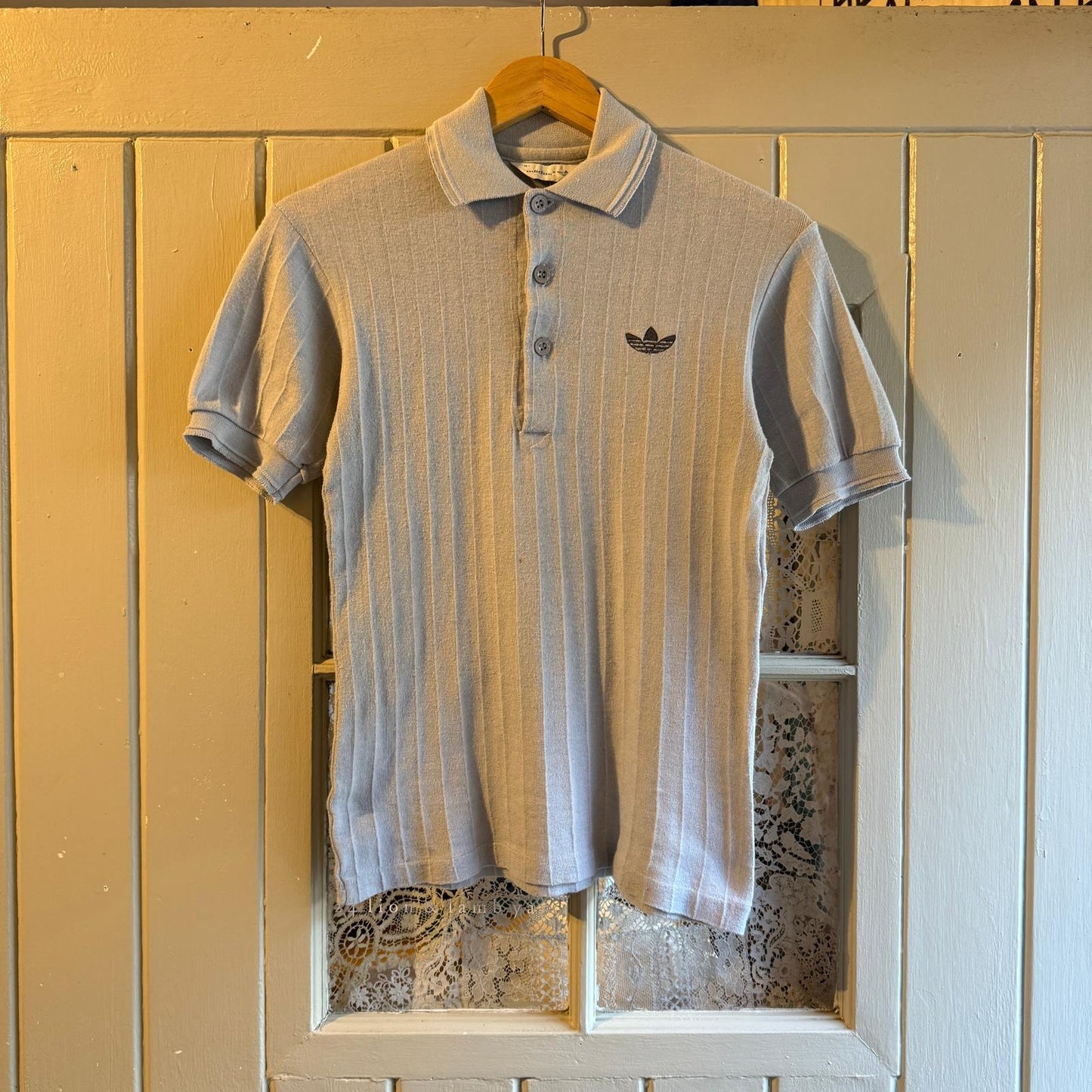 1970s Grey Adidas Soft Polo Shirt Top