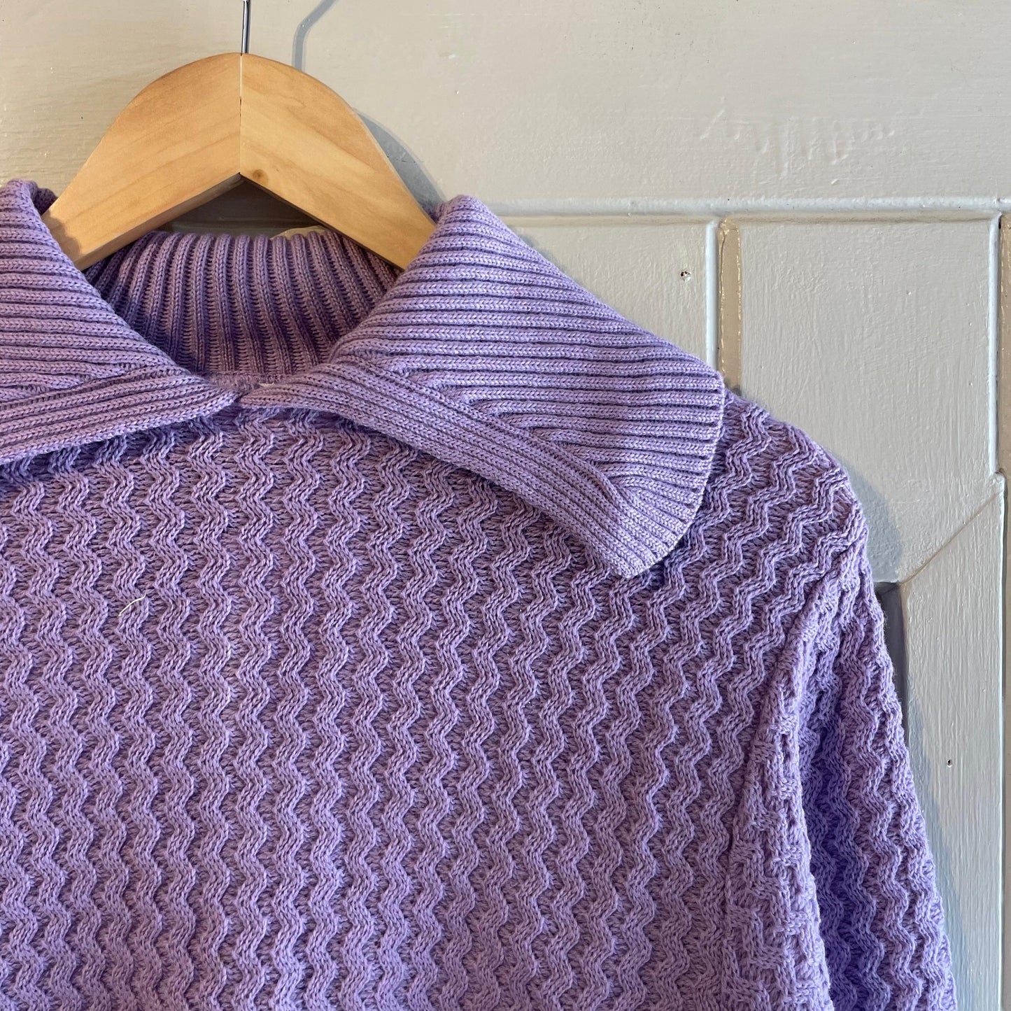 1940s Purple Collared Knitted Wool Jumper