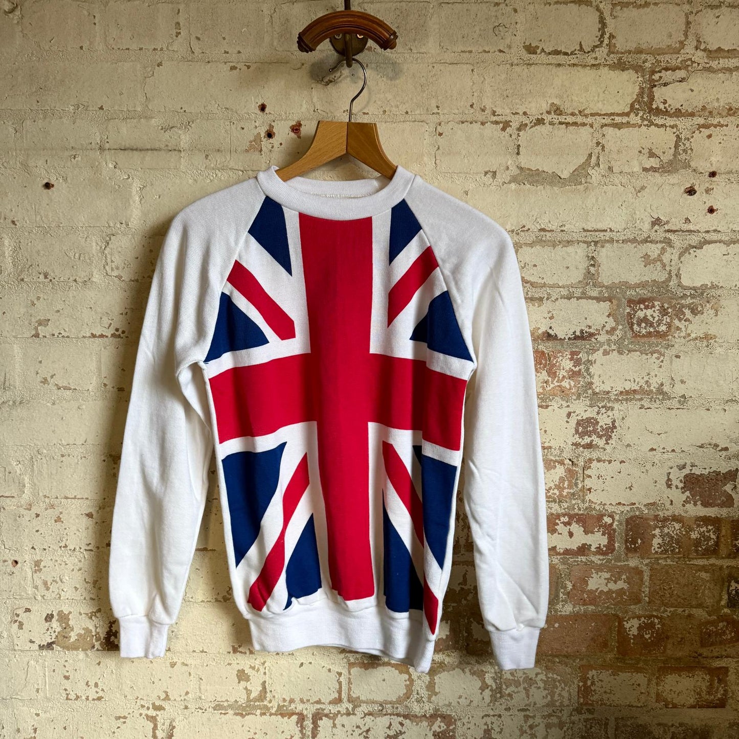 1980s White Union Jack Graphic Sweatshirt