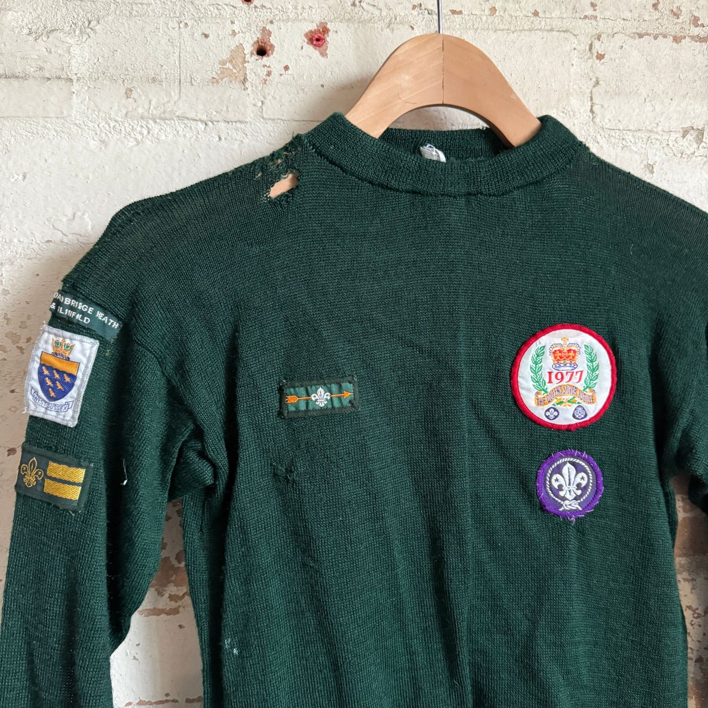 1970s Green Scouts Knitted Jumper
