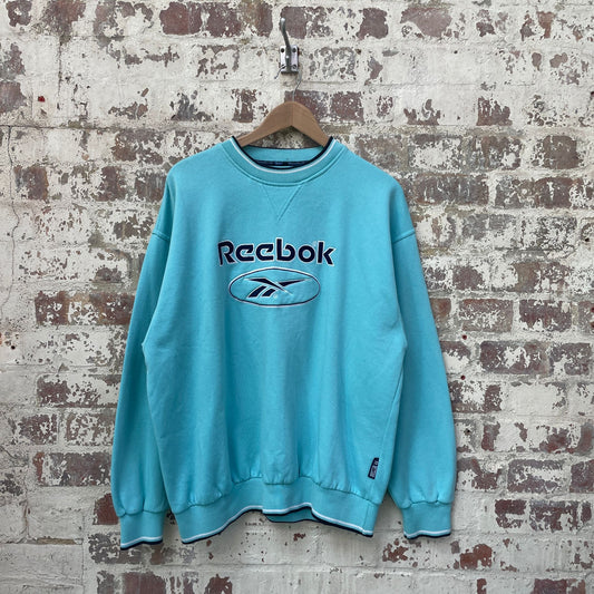 vintage 1990s Turquoise Blue Reebok Sweatshirt Jumper