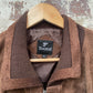 Vintage 1970s 1980s Brown Suede Leather Knitted Cardigan Jumper