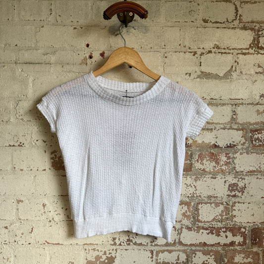 1970s Blank White Ribbed T-Shirt