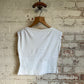 1980s White V-neck British T-shirt blouse