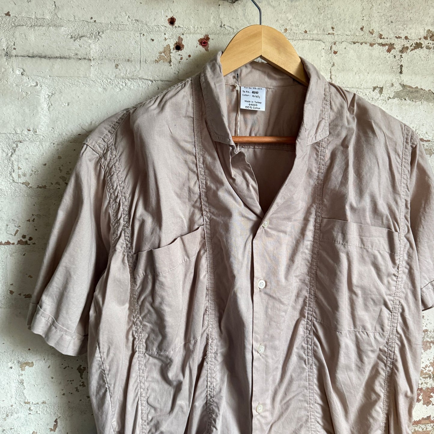 1980s Beige Cotton Detail Button Shirt