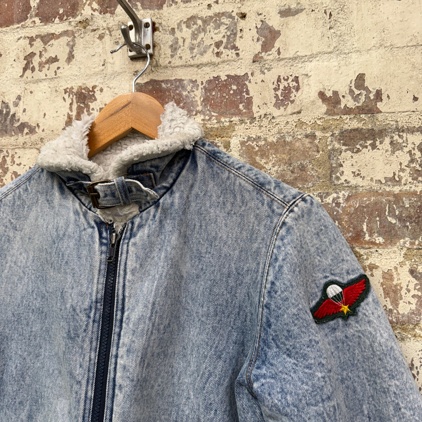 1980s Acid Wash Sherpa Lined Denim Jacket