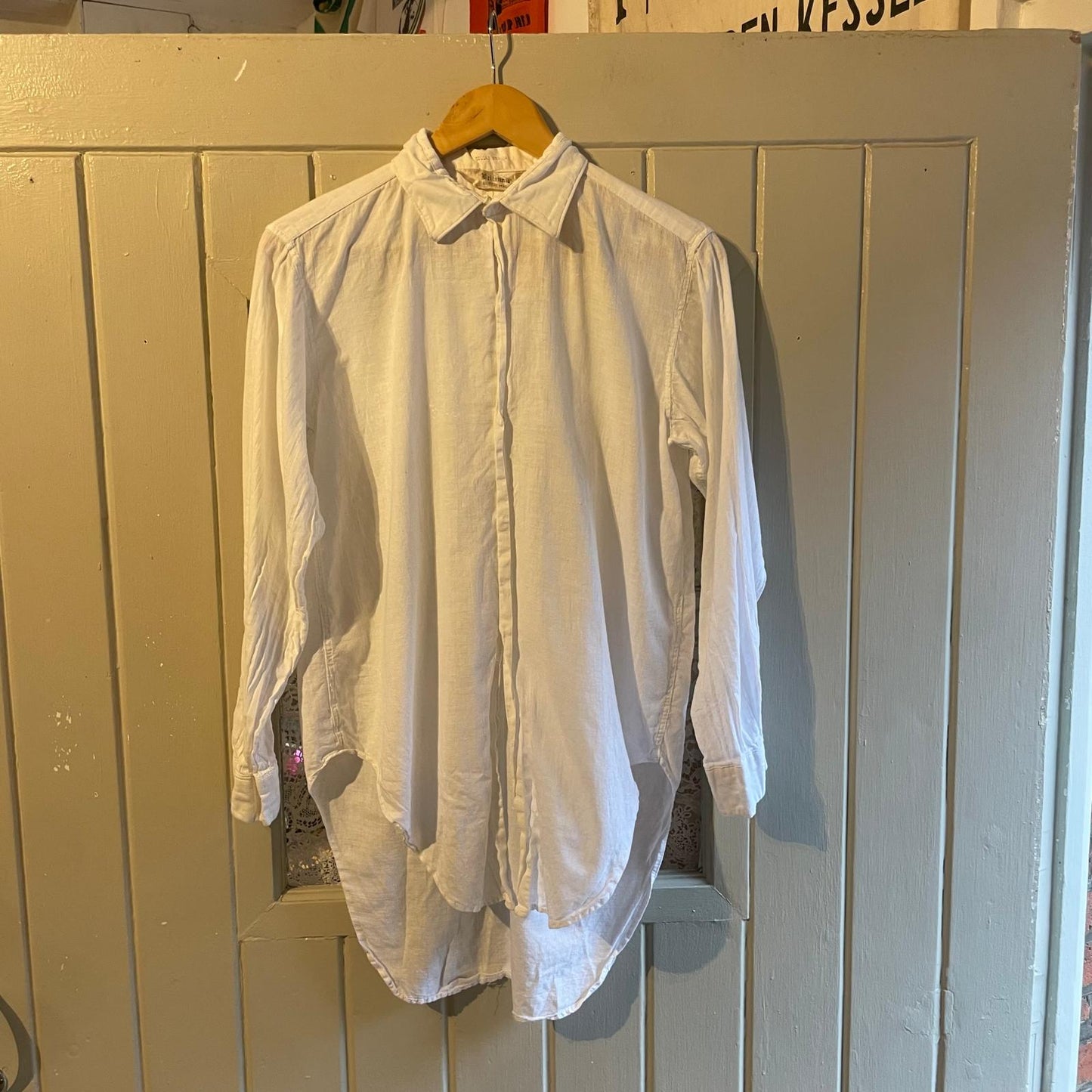 1960s White British Linen Button Up Shirt