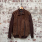 Vintage 1970s 1980s Brown Suede Leather Knitted Cardigan Jumper