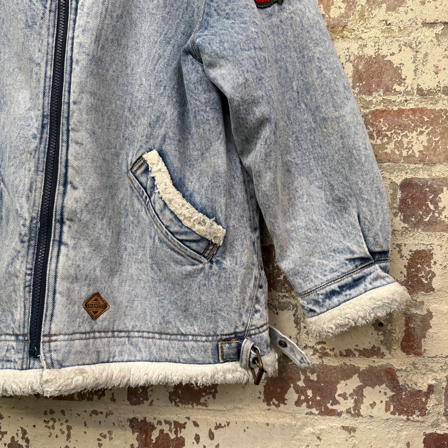1980s Acid Wash Sherpa Lined Denim Jacket