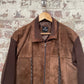Vintage 1970s 1980s Brown Suede Leather Knitted Cardigan Jumper